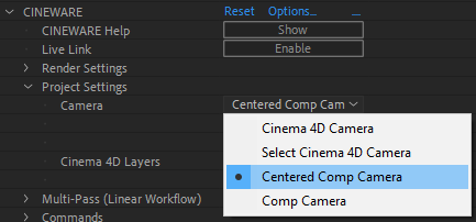 Centered comp camera option