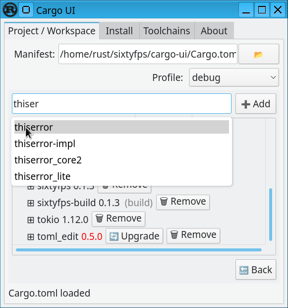 Screenshot Dependency tree