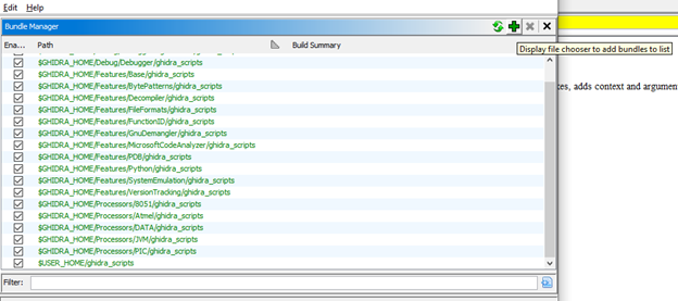 The bundle manager to add and/or remove folders from the places where Ghidra scripts are loaded from