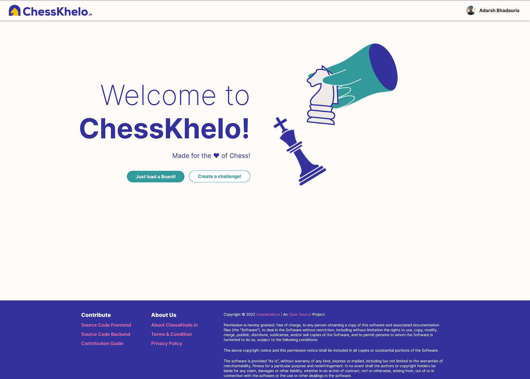chesskhelo.in homepage