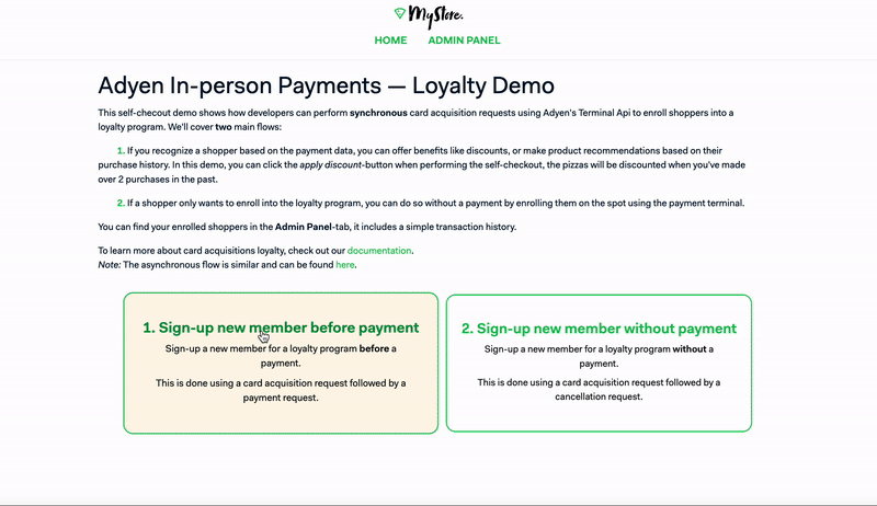 Card In-person Payments Demo