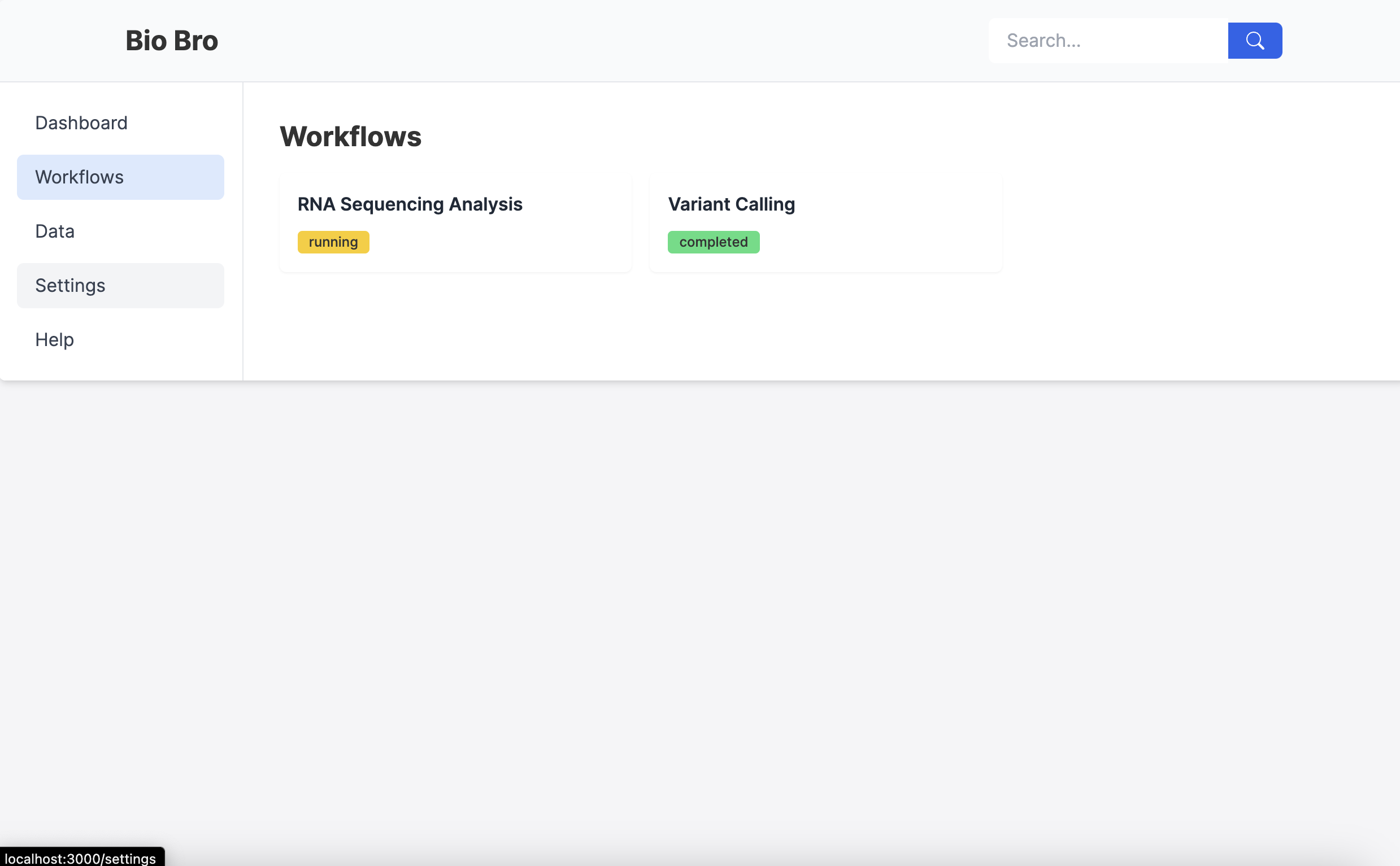 the workflows page