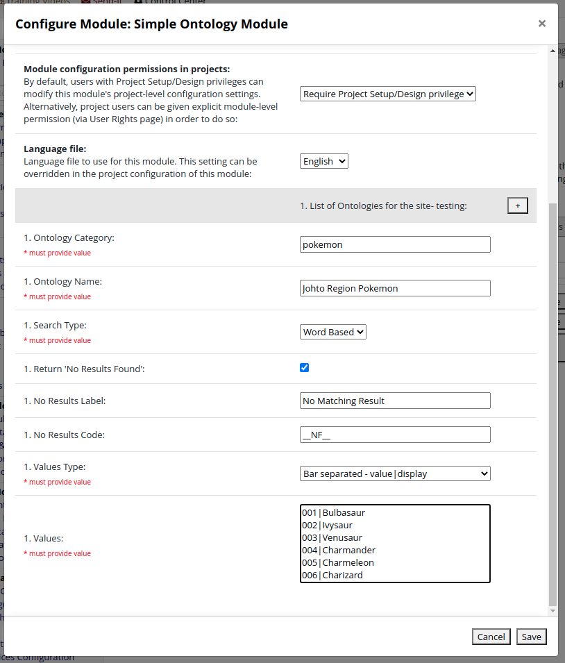 SimpleOntology Settings