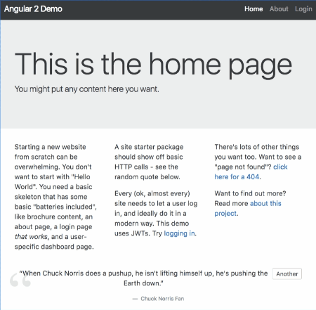 Landing page screenshot