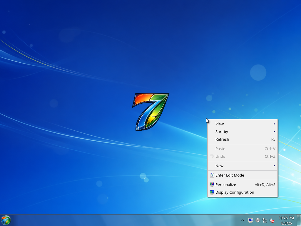 Light desktop context menu