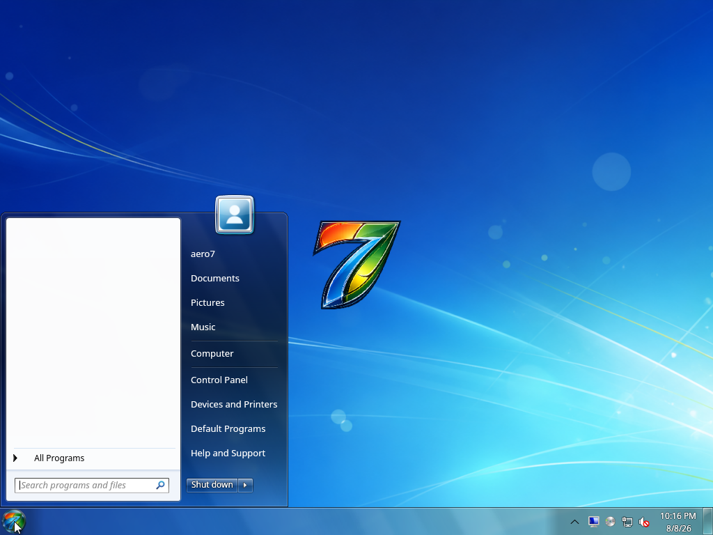 Aero7 Start menu