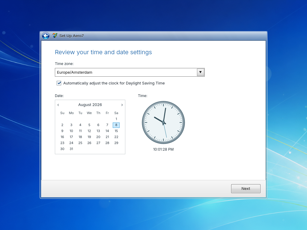 Date and time