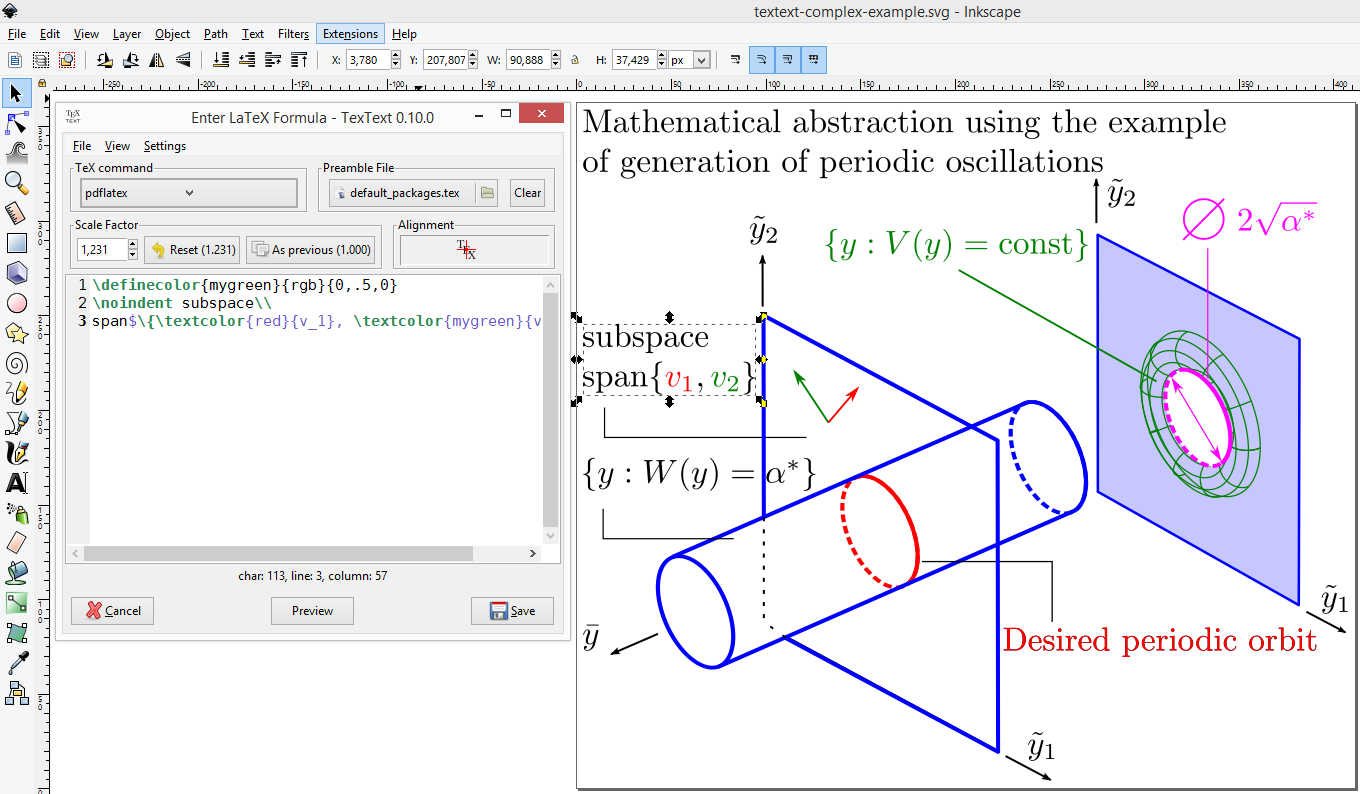 TexText dialog with Inkscape