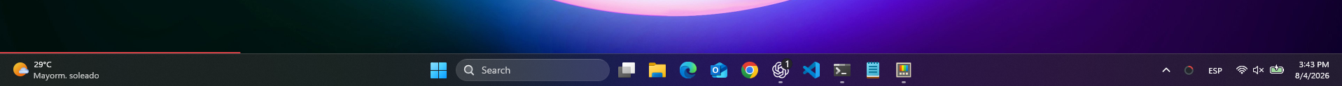 Codex usage bar above the Windows taskbar
