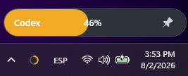 Compact Codex usage widget