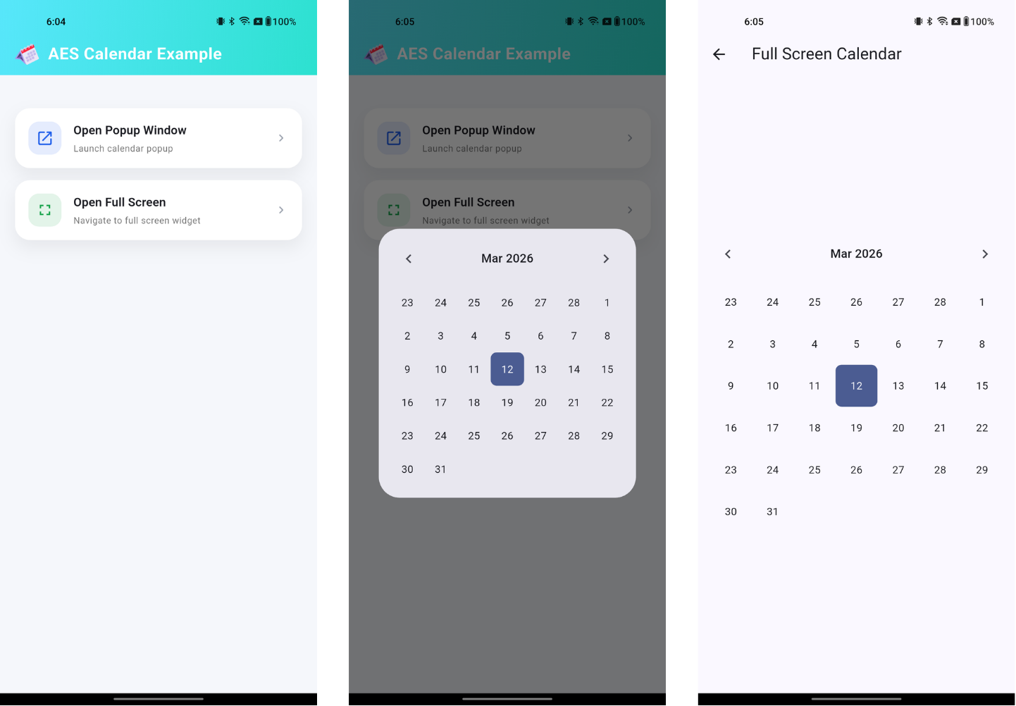 AES Calendar Example