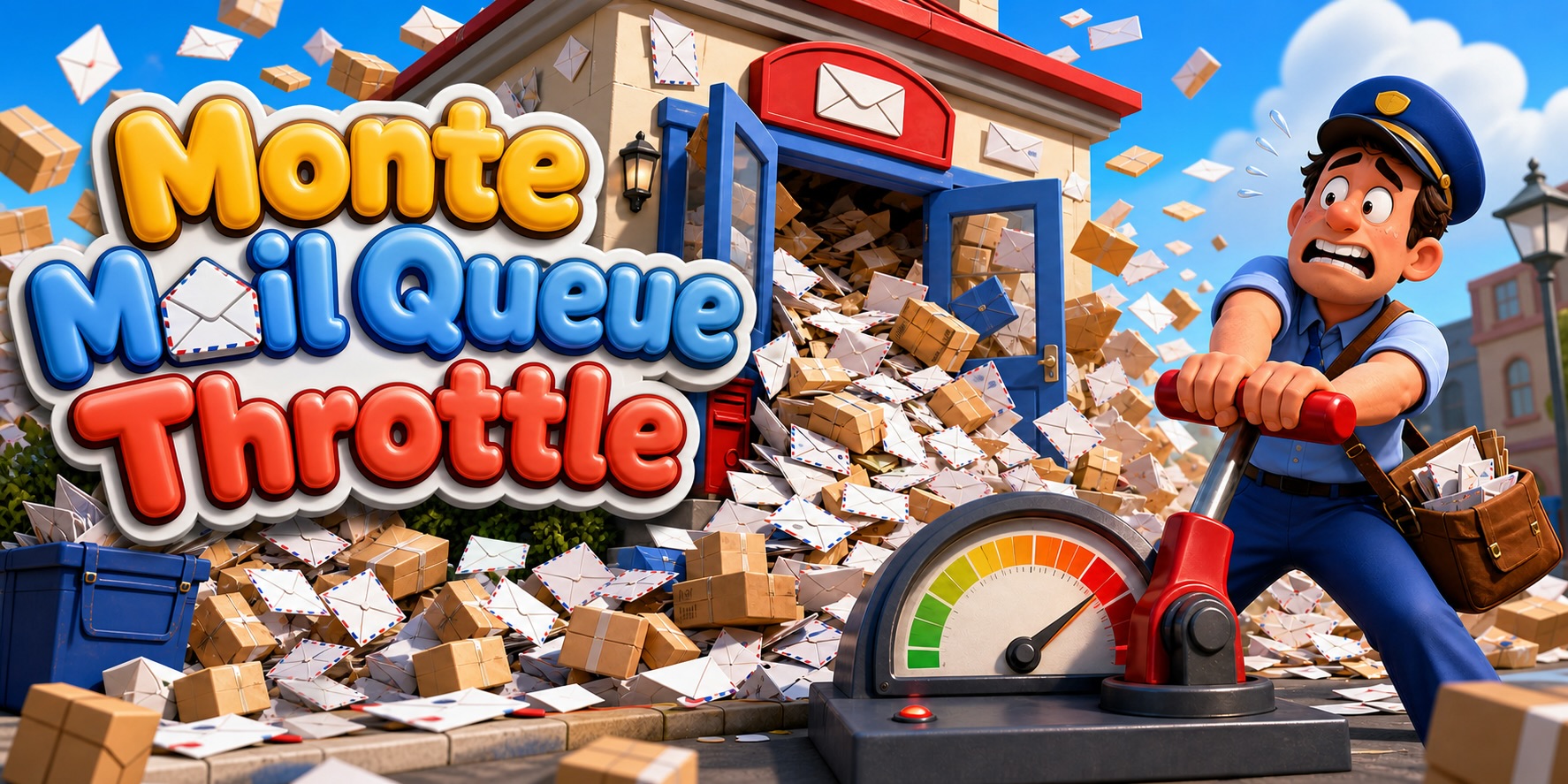 Monte Mail Queue Throttle comic illustration