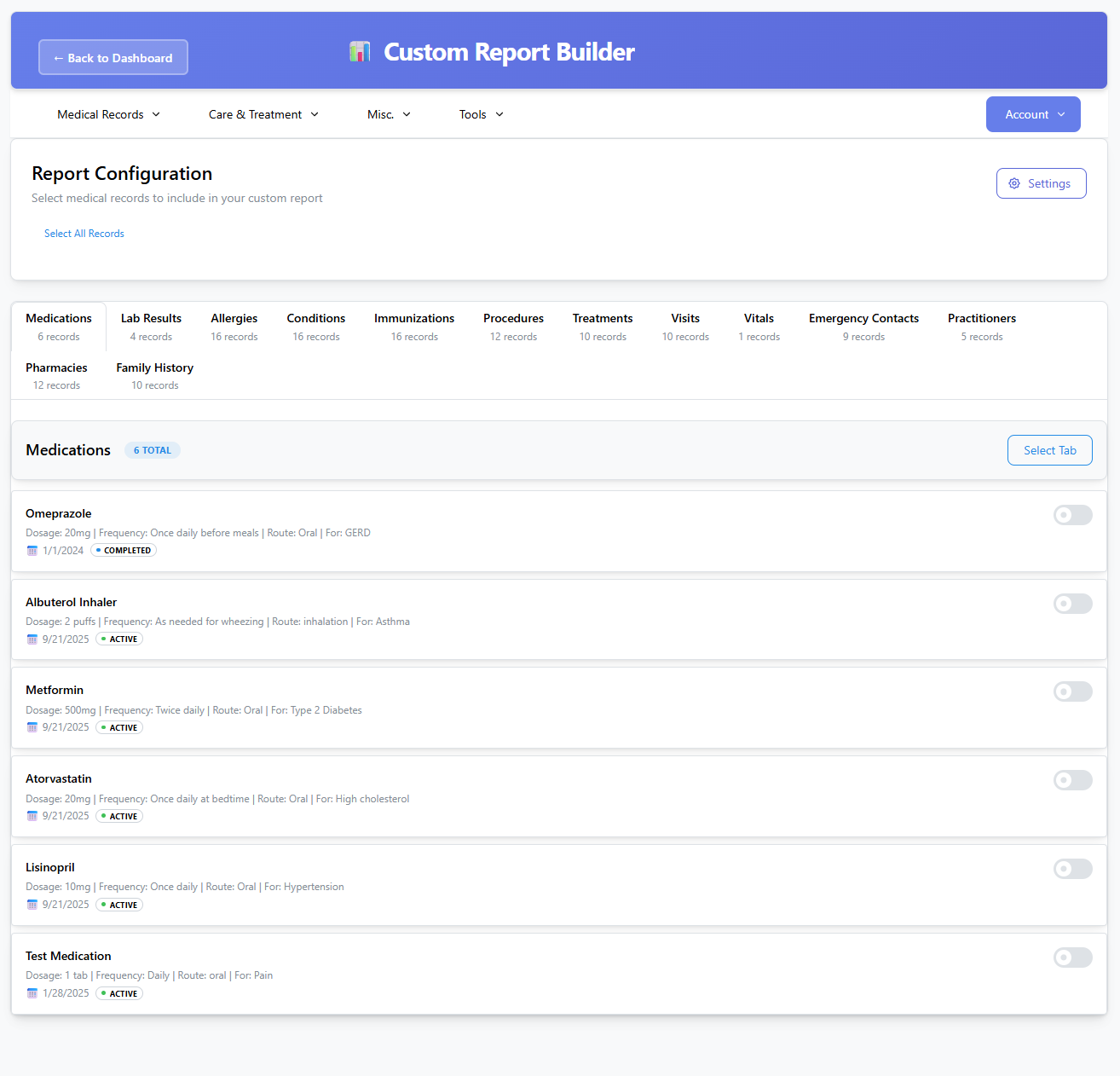 Report Builder Page