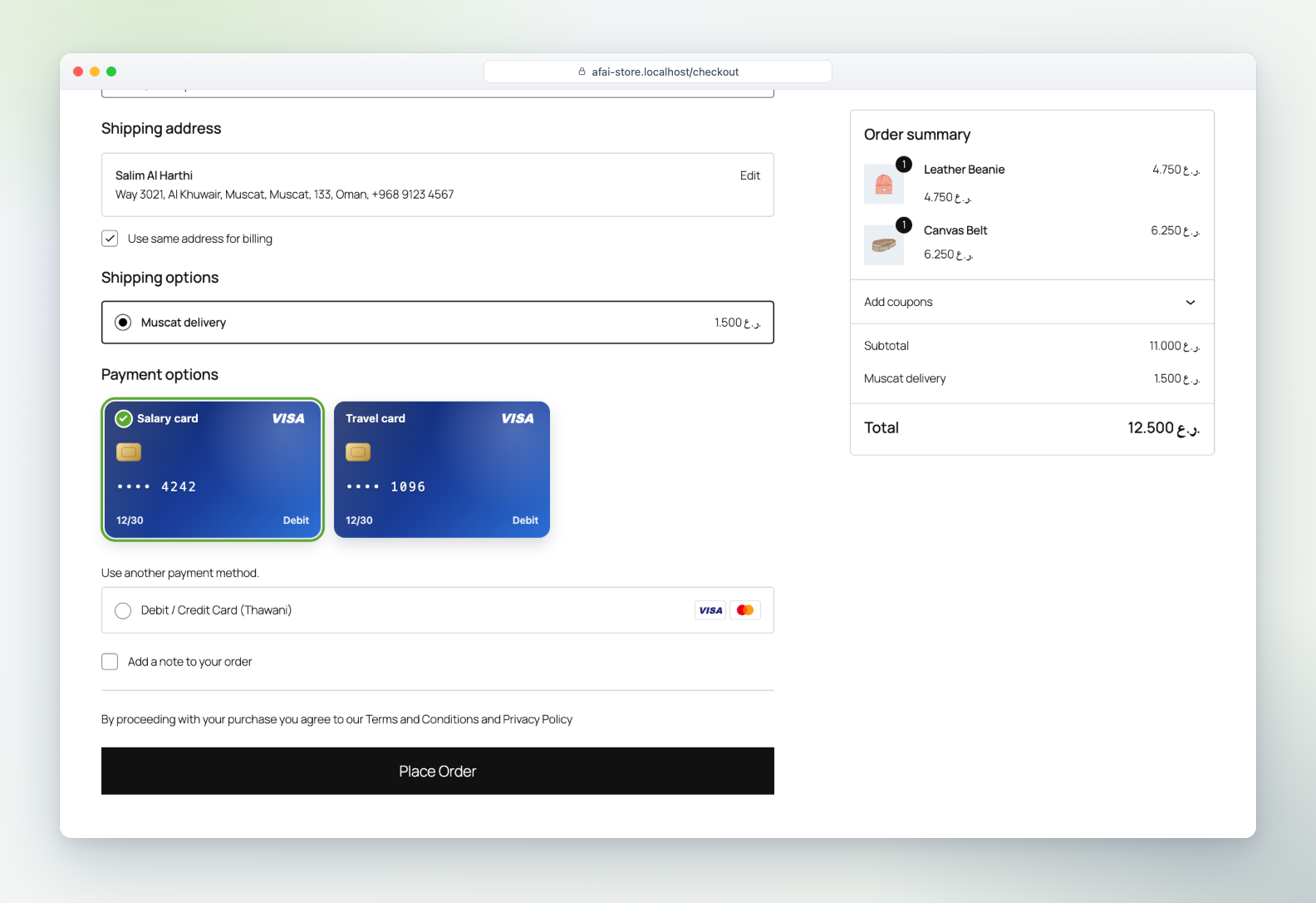 Pay with saved card