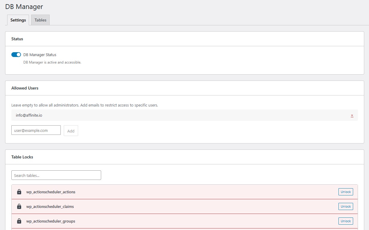 Admin dashboard
