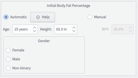 Fig 7. Body fat percentage settings