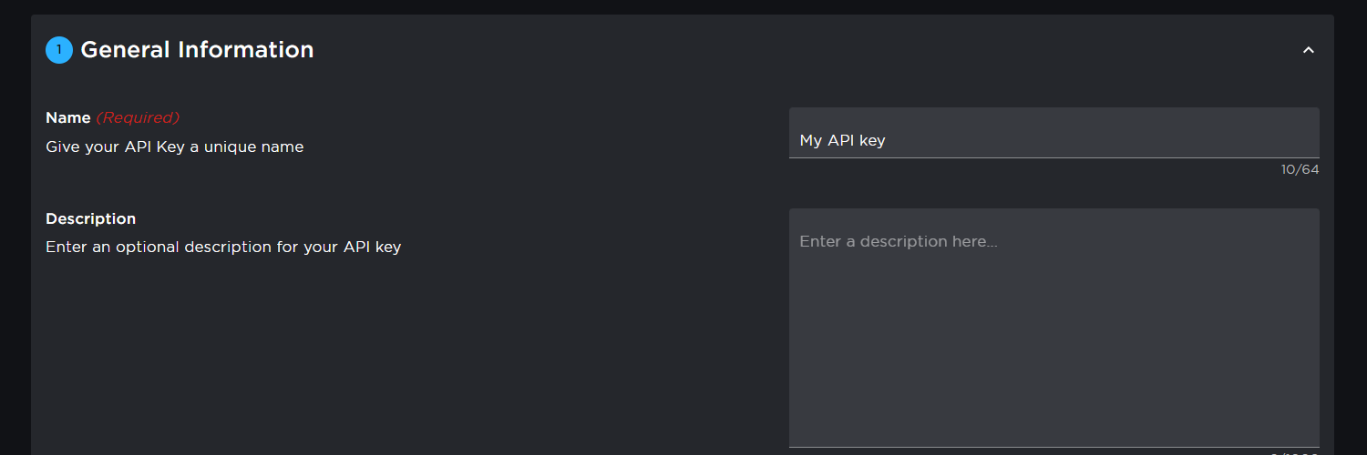 Click Create API key
