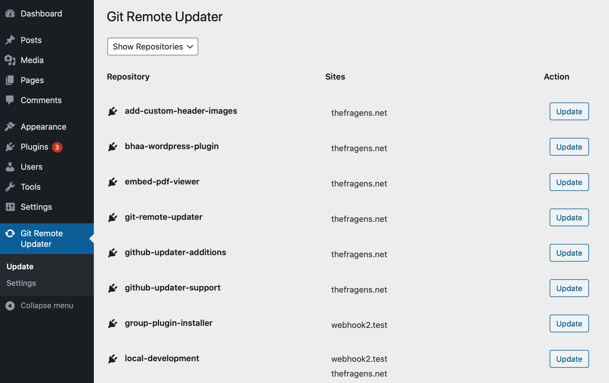 Update individual repos