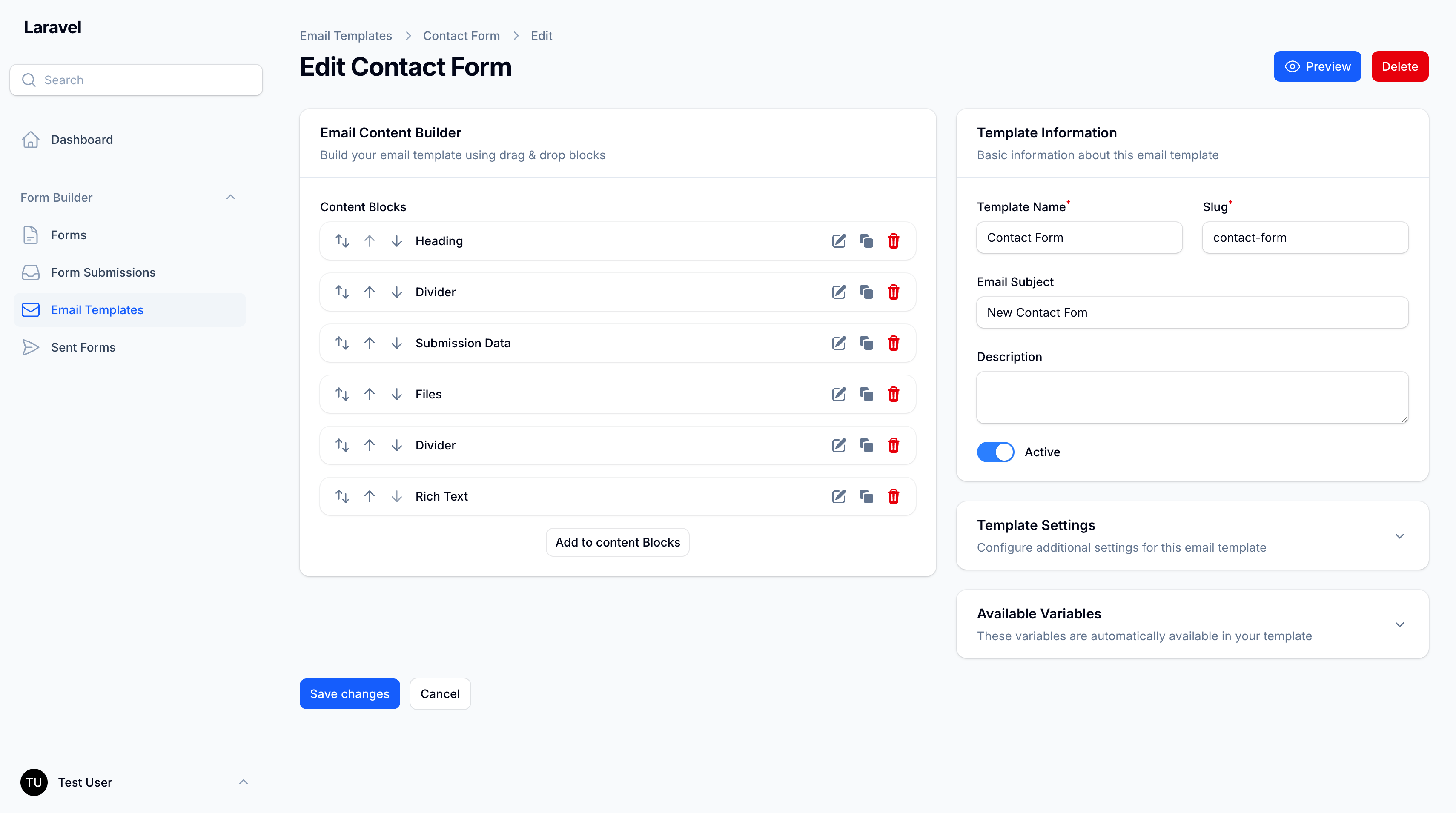 Email Template Builder Screenshot