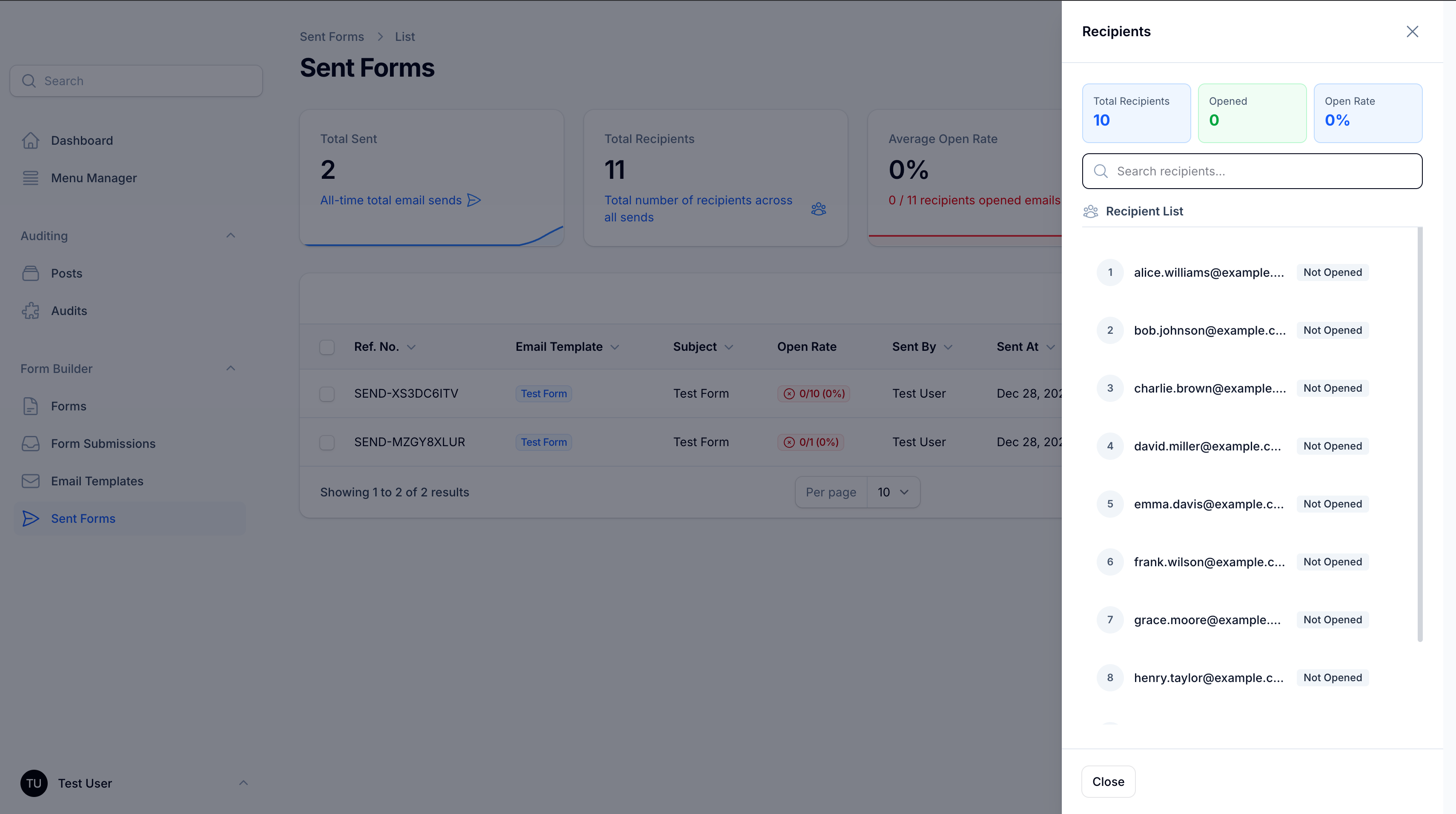 Form Sends Screenshot