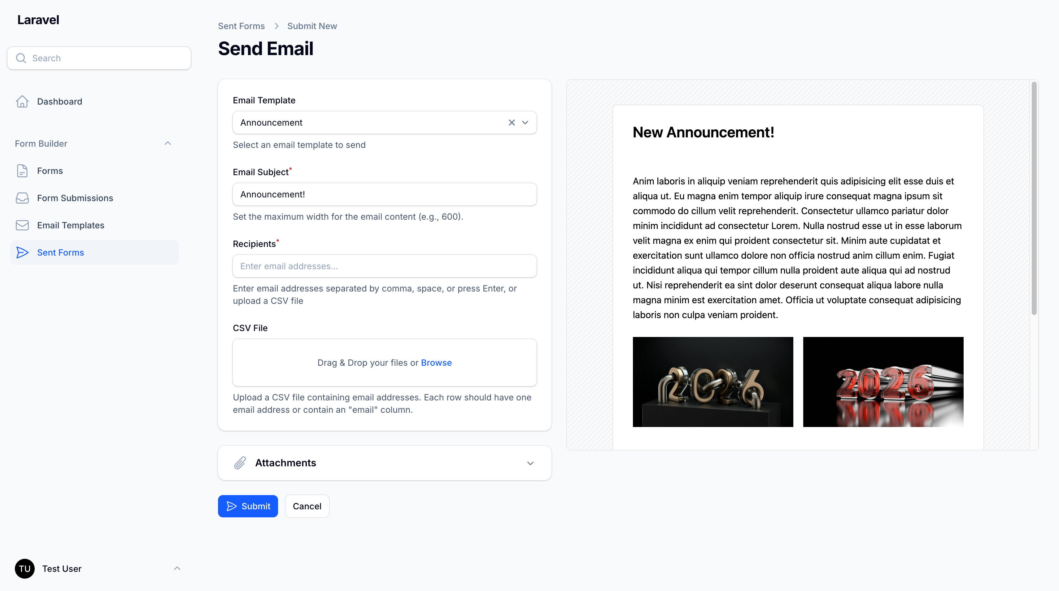 Create Form Send Screenshot