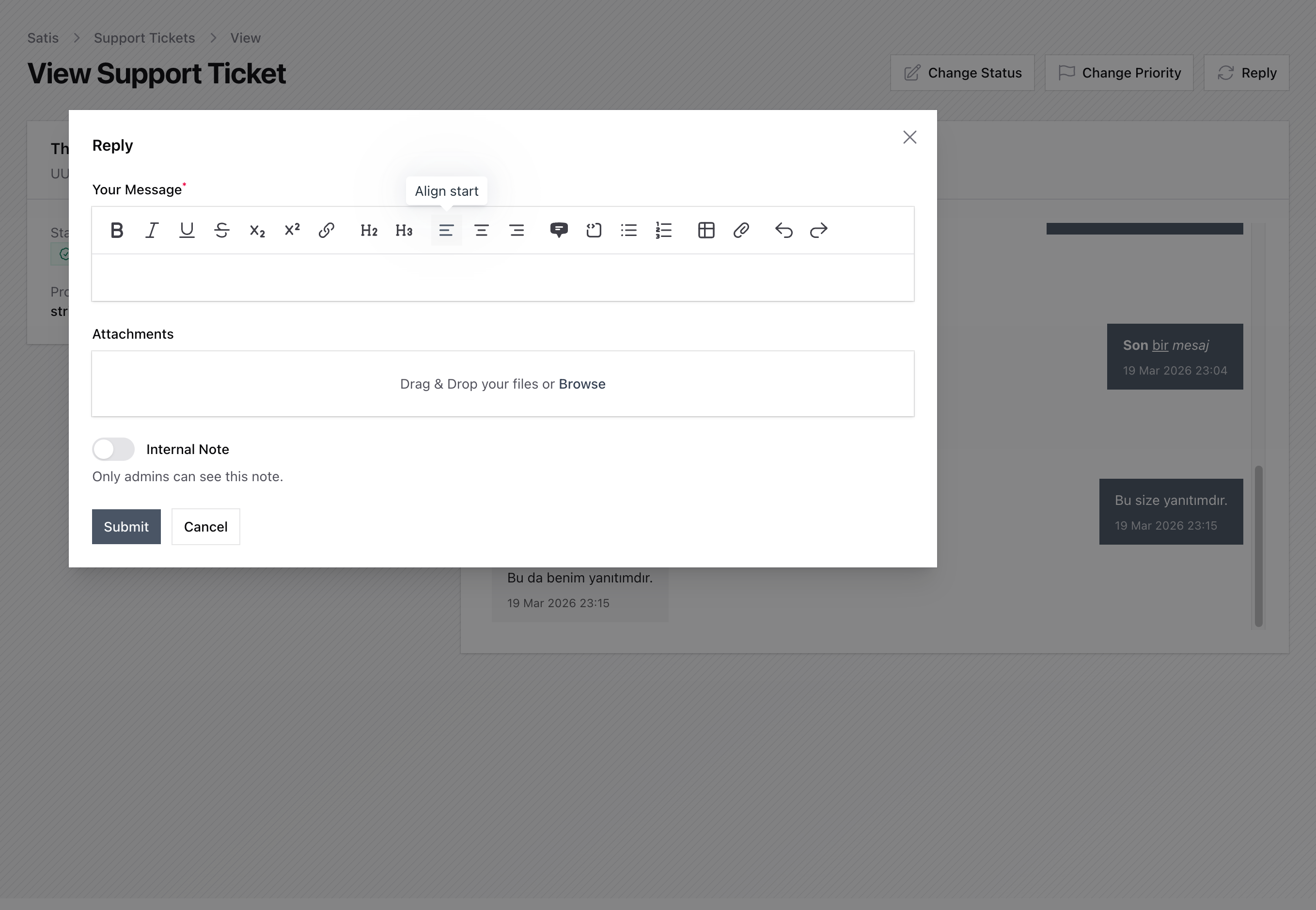 Support ticket reply