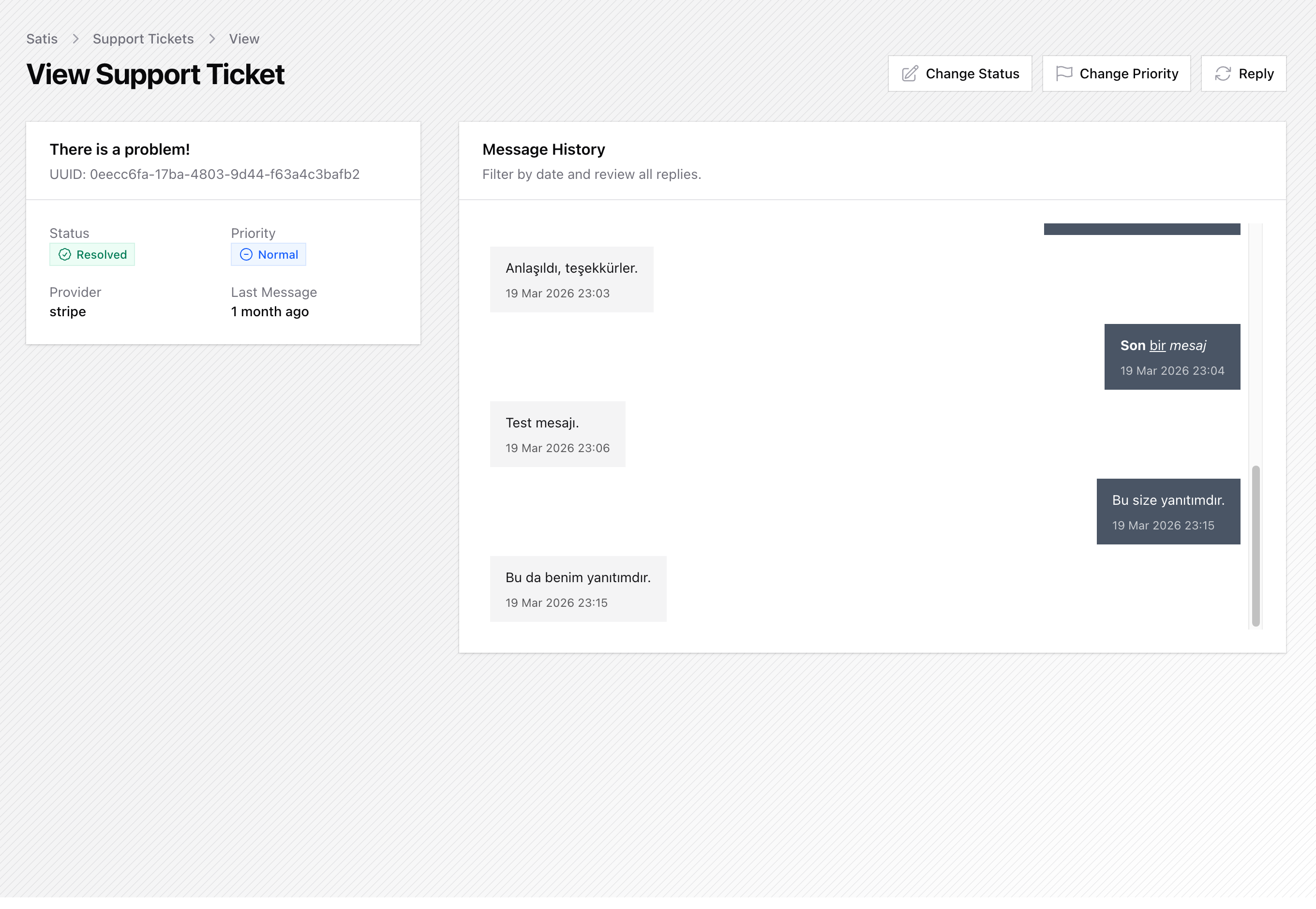 Support ticket list/detail