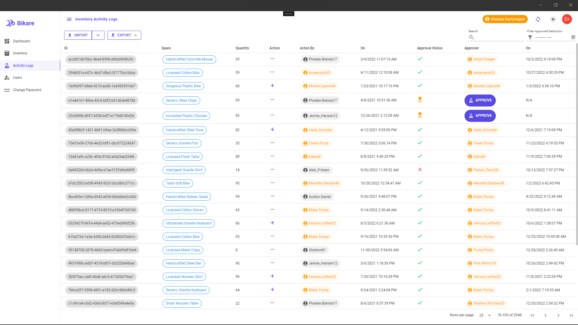 Activity Logs Screen (non-Dark)