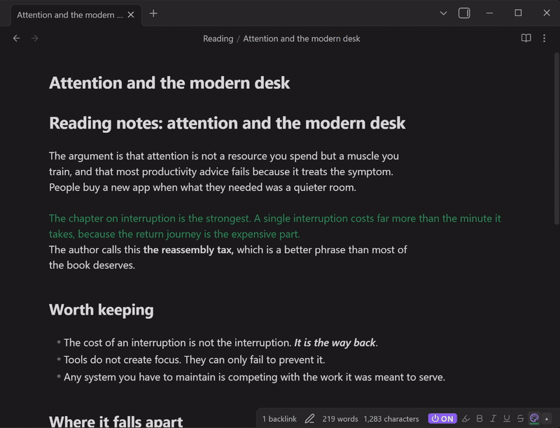 Choosing a text colour from the pen menu
