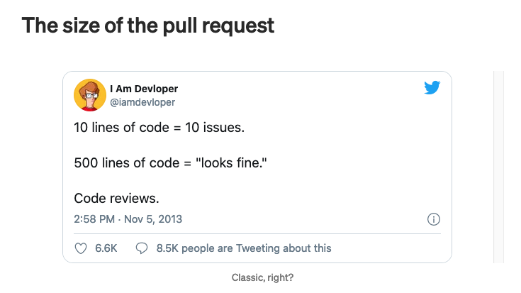 Huge pull requests tend to be frustrating