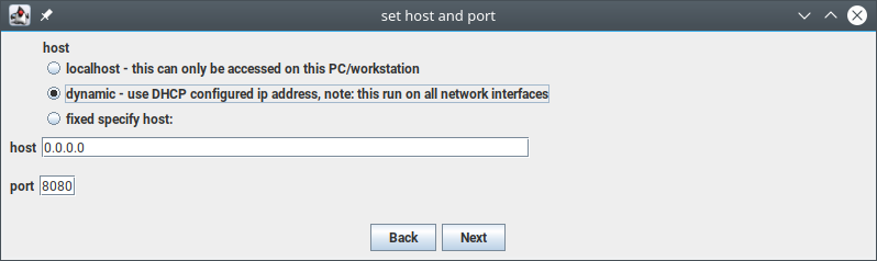 host and port setup