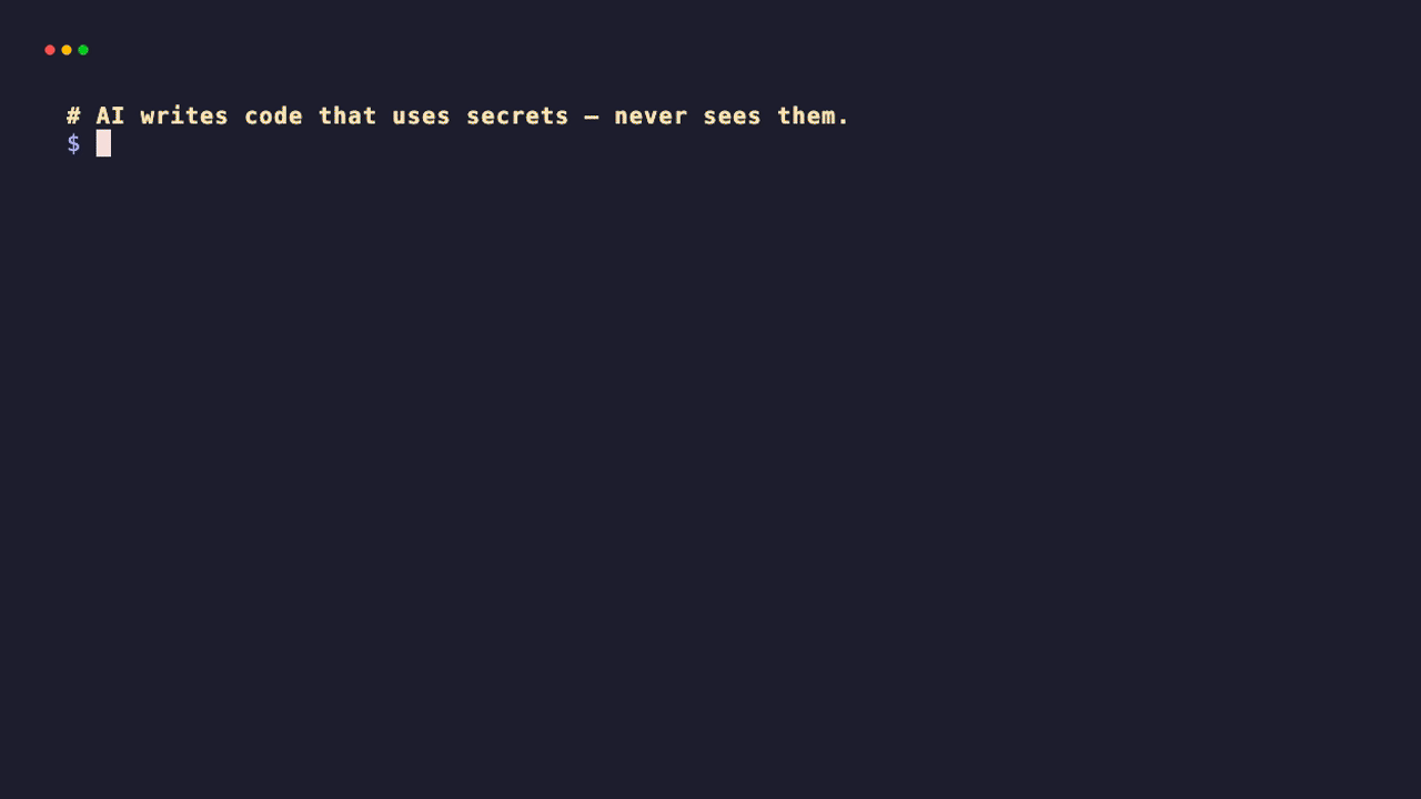 AI writes code, tene injects secrets at runtime