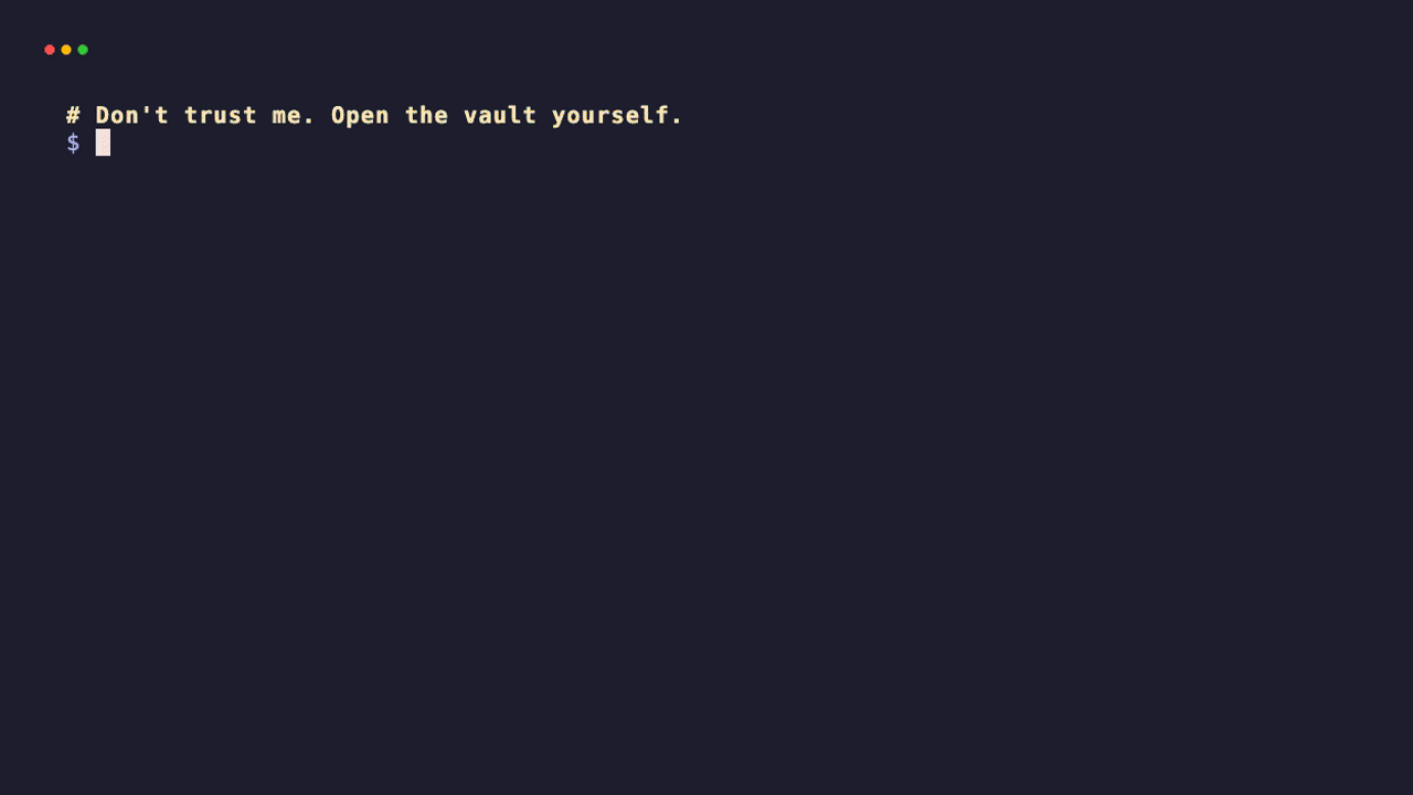 Vault is encrypted — open it yourself with hexdump