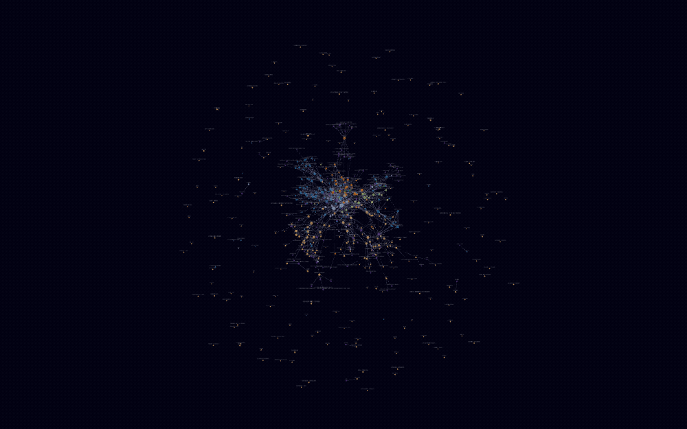 Agentage Galaxy: a rotating 3D force-graph of an Obsidian vault