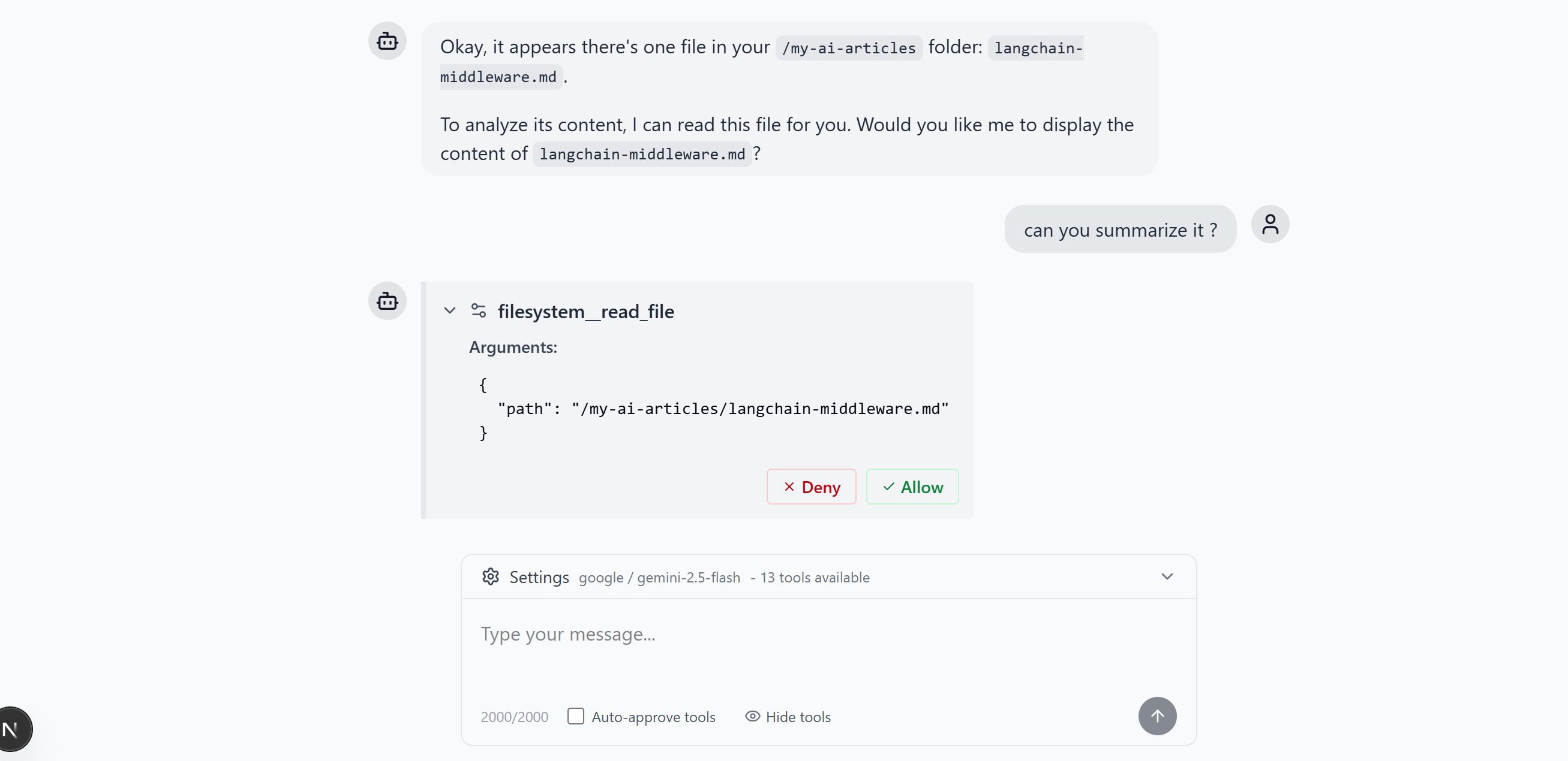 Tool Approval Dialog
