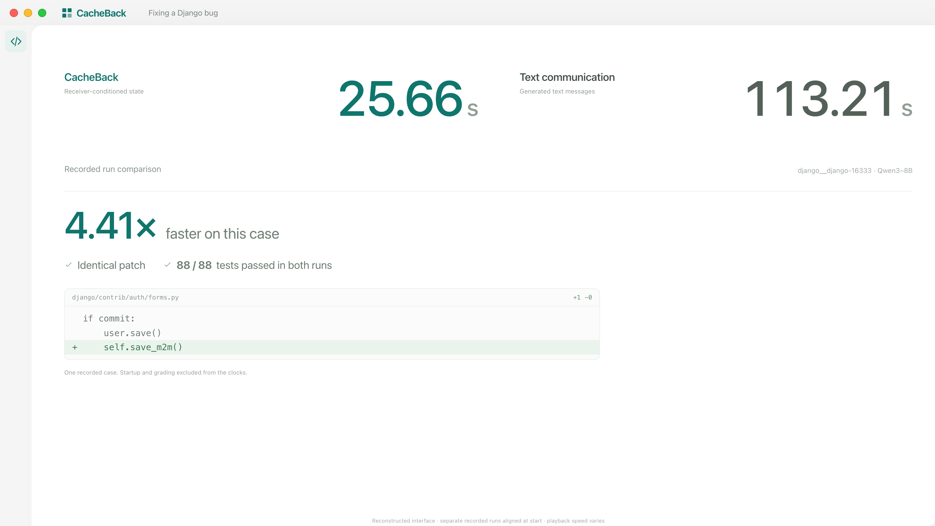 CacheBack finishes a Django fix while text workers are still generating messages.