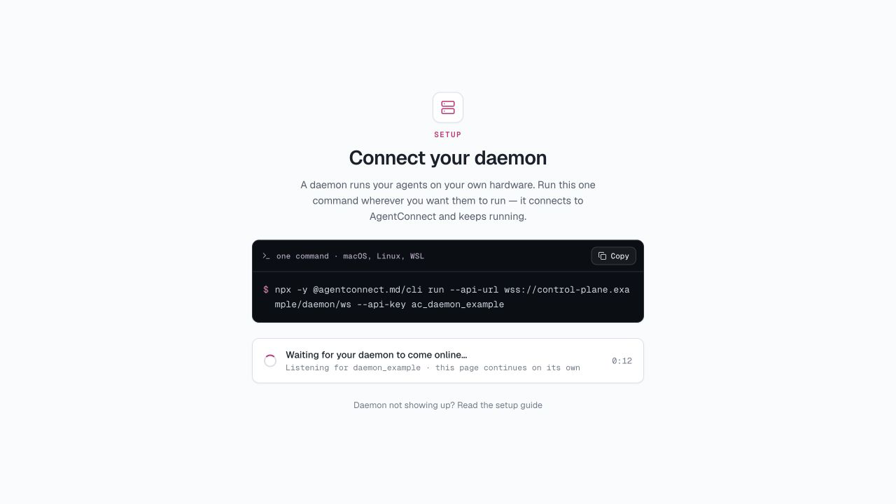 Connect your daemon with example values