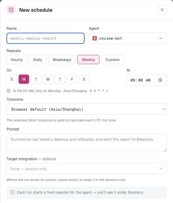 Create a schedule