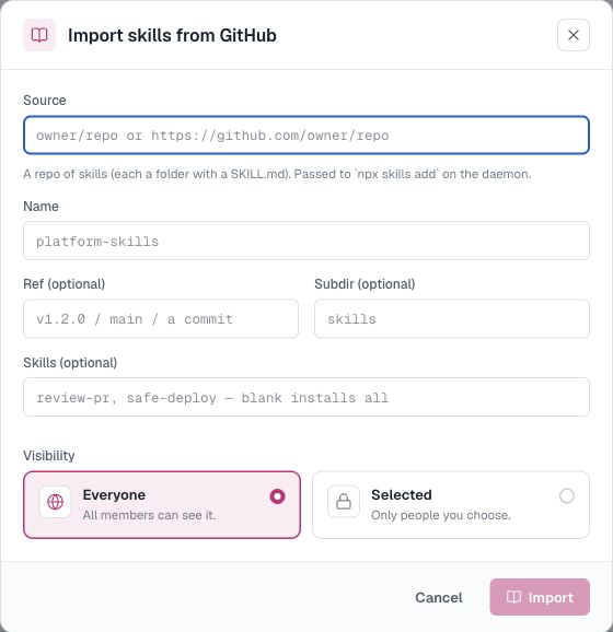 Import a Git repository as a skill source