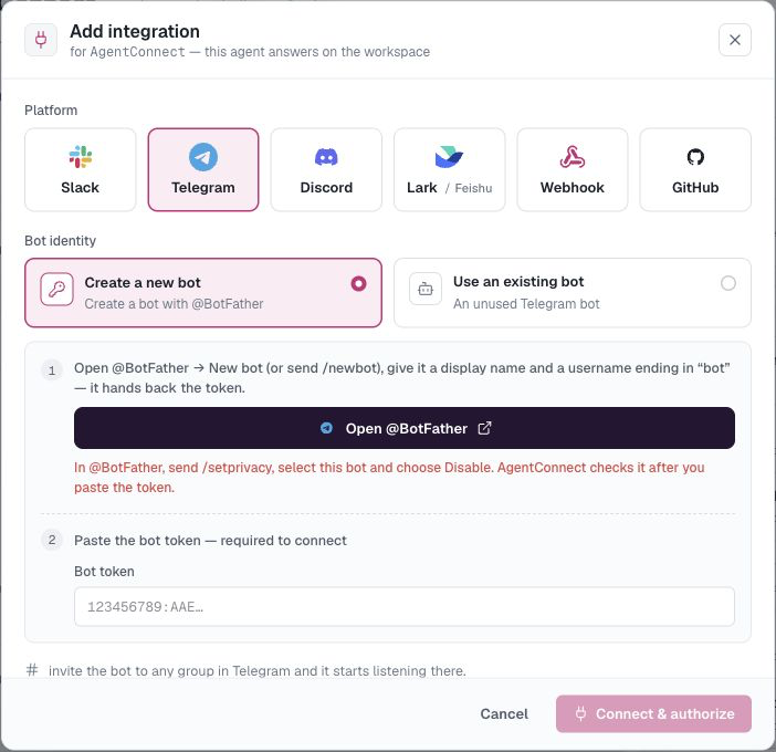 Connect a Telegram bot