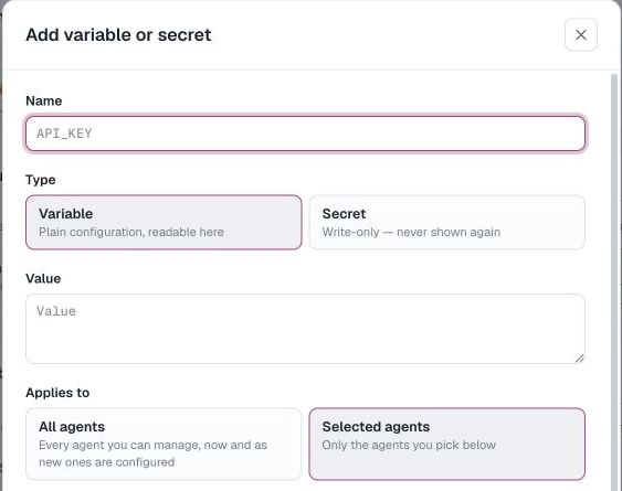 Create an organization variable or write-only secret