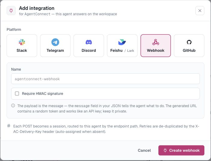 Create a webhook integration