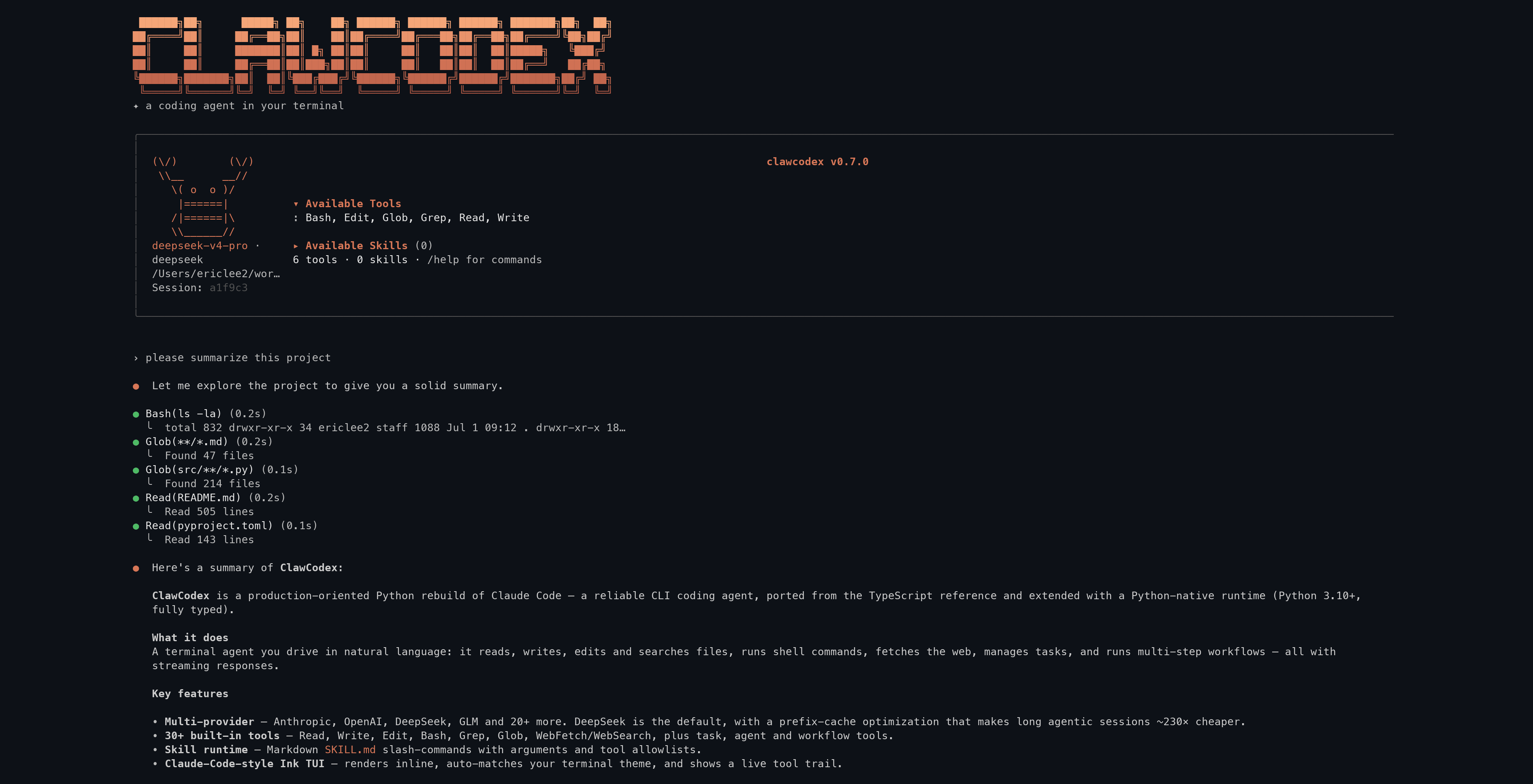 ClawCodex Screenshot