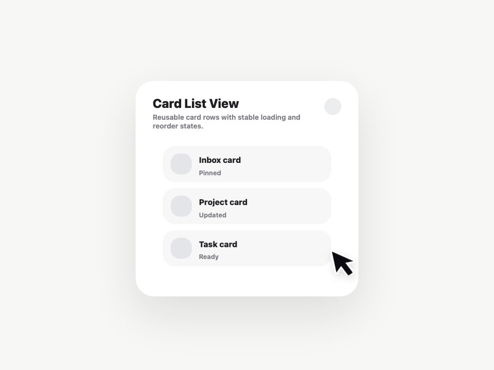 Card List View animated demo