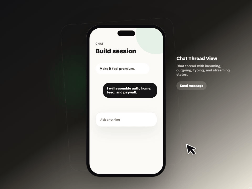 Chat Thread View animated demo