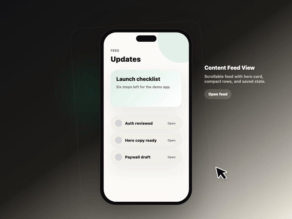 Content Feed View animated demo