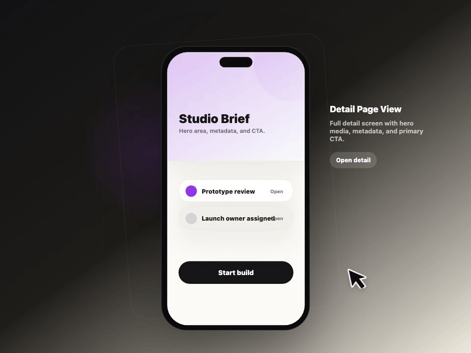 Detail Page View animated demo