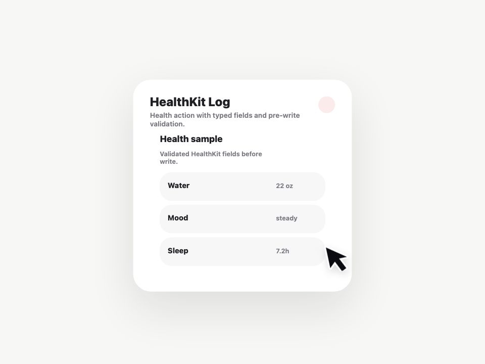HealthKit Log animated demo