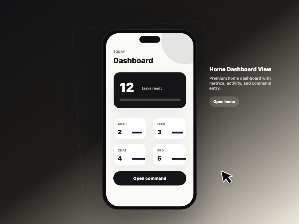 Home Dashboard View animated demo