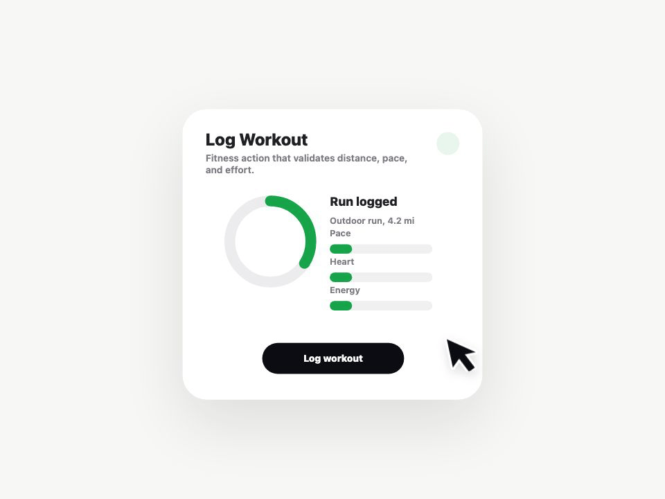 Log Workout animated demo